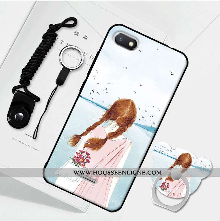 Étui Xiaomi Redmi 6a Protection Délavé En Daim Téléphone Portable Fluide Doux Incassable Bleu