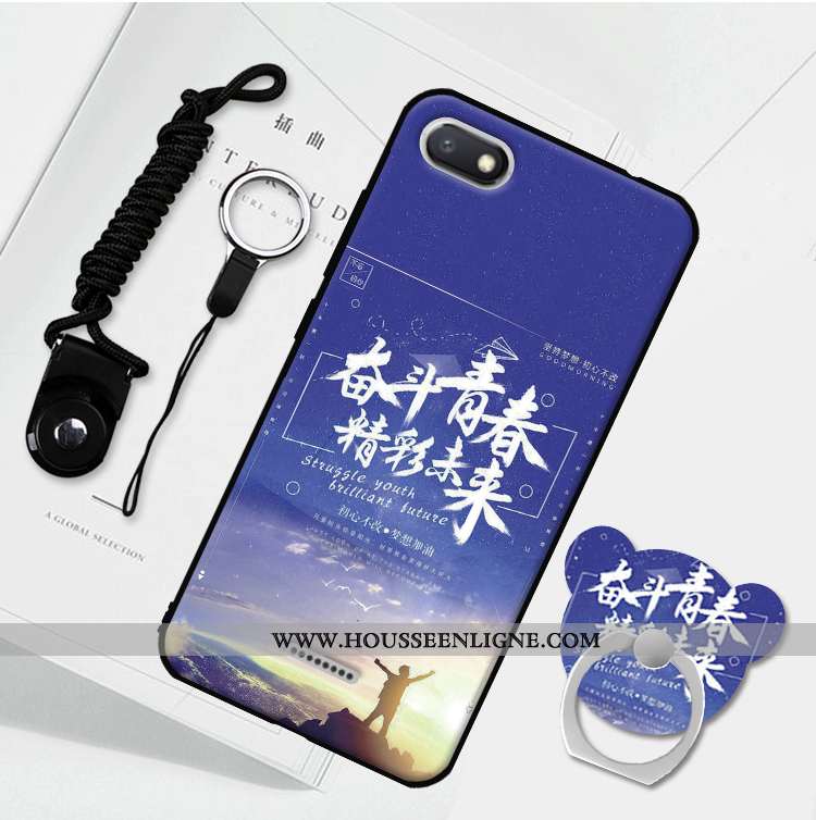 Étui Xiaomi Redmi 6a Protection Délavé En Daim Téléphone Portable Fluide Doux Incassable Bleu