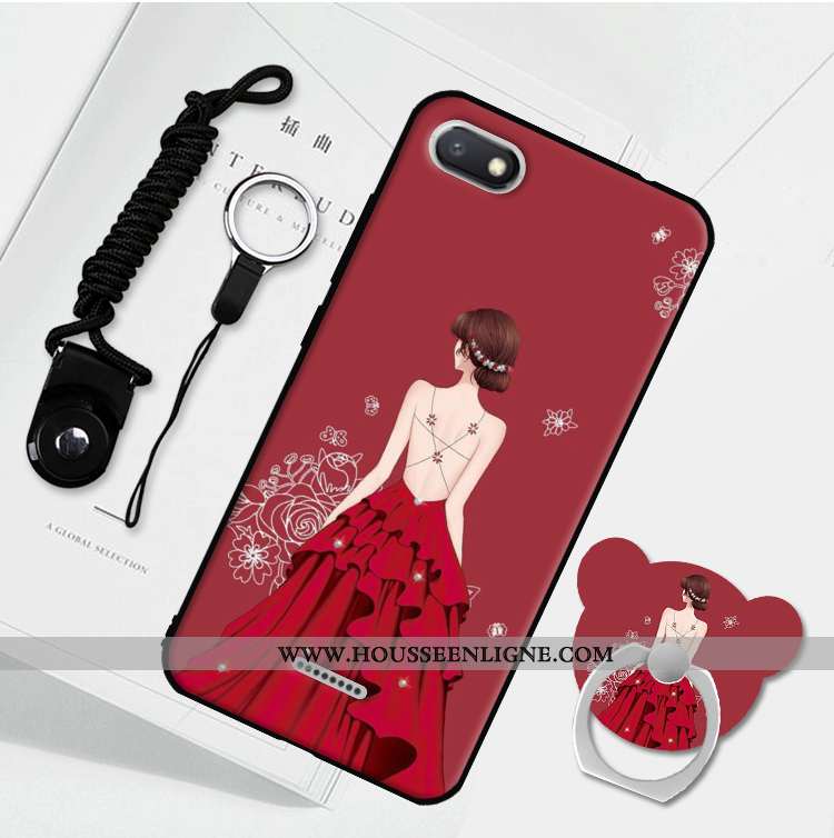 Étui Xiaomi Redmi 6a Protection Délavé En Daim Téléphone Portable Fluide Doux Incassable Bleu