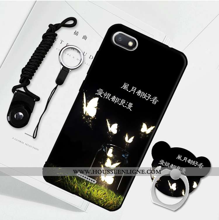 Étui Xiaomi Redmi 6a Protection Délavé En Daim Téléphone Portable Fluide Doux Incassable Bleu
