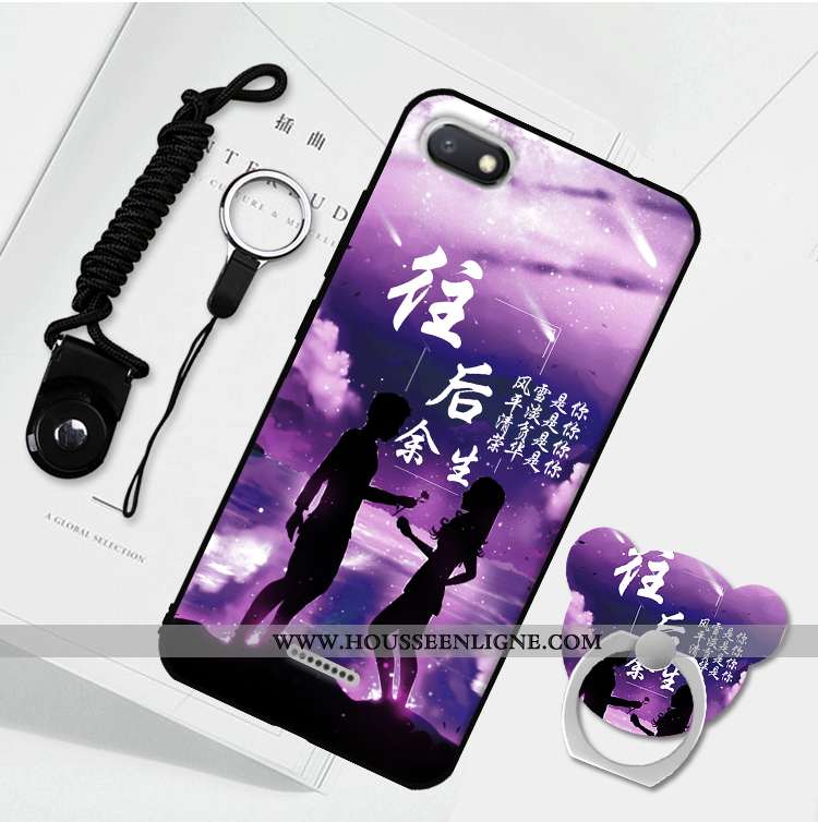 Étui Xiaomi Redmi 6a Protection Délavé En Daim Téléphone Portable Fluide Doux Incassable Bleu