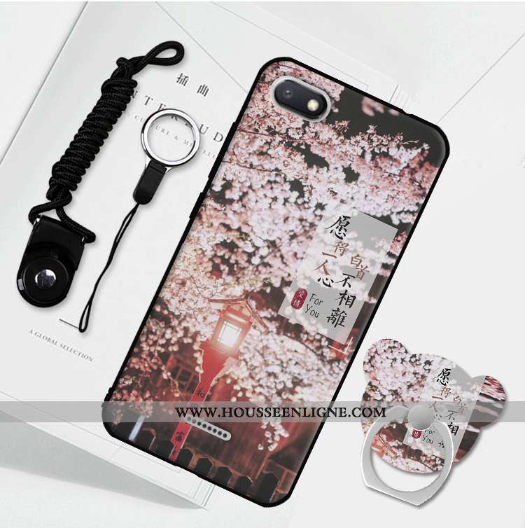 Étui Xiaomi Redmi 6a Protection Délavé En Daim Téléphone Portable Fluide Doux Incassable Bleu