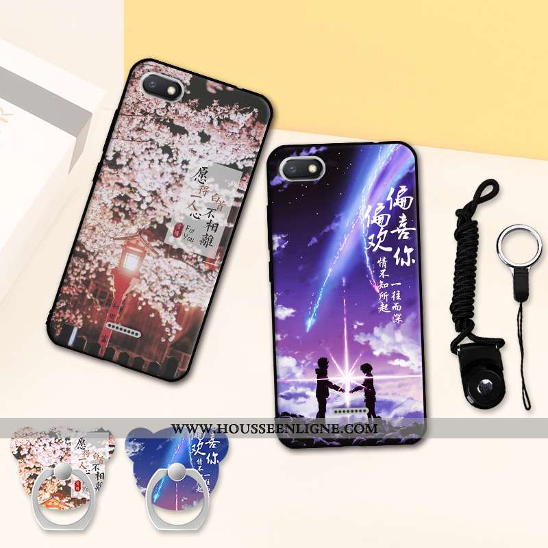 Étui Xiaomi Redmi 6a Protection Délavé En Daim Téléphone Portable Fluide Doux Incassable Bleu