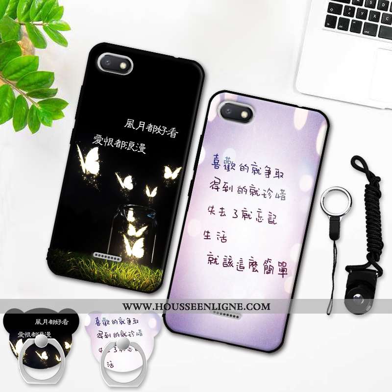 Étui Xiaomi Redmi 6a Protection Délavé En Daim Téléphone Portable Fluide Doux Incassable Bleu