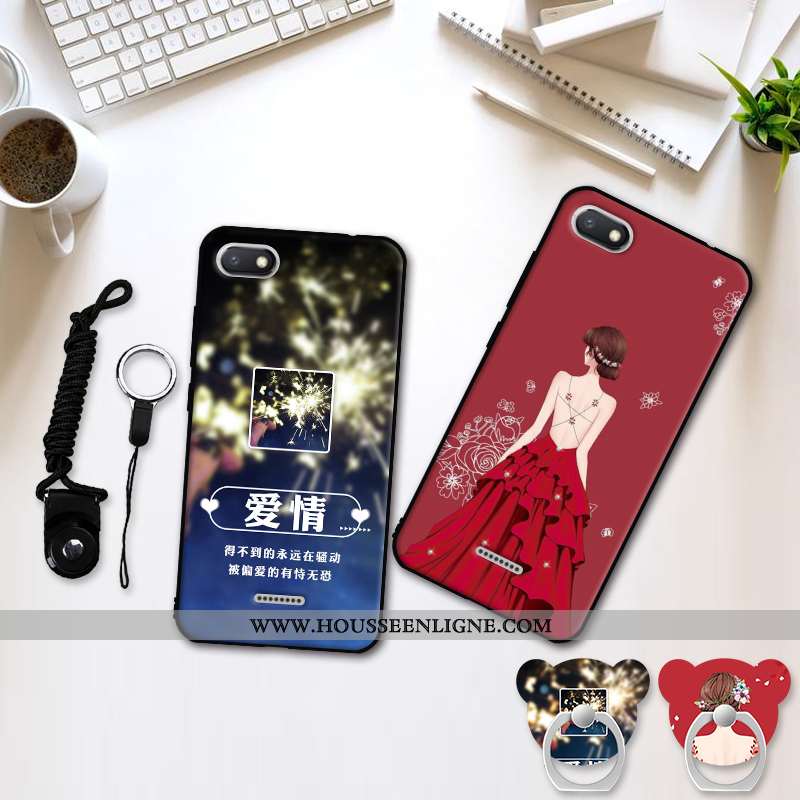Étui Xiaomi Redmi 6a Protection Délavé En Daim Téléphone Portable Fluide Doux Incassable Bleu