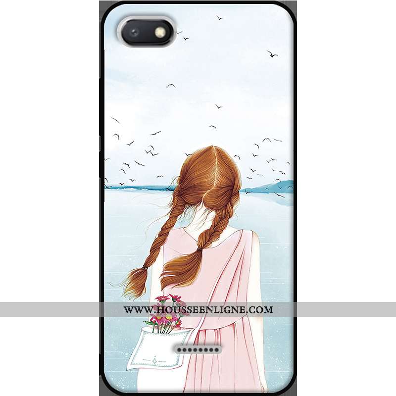 Étui Xiaomi Redmi 6a Protection Délavé En Daim Téléphone Portable Fluide Doux Incassable Bleu