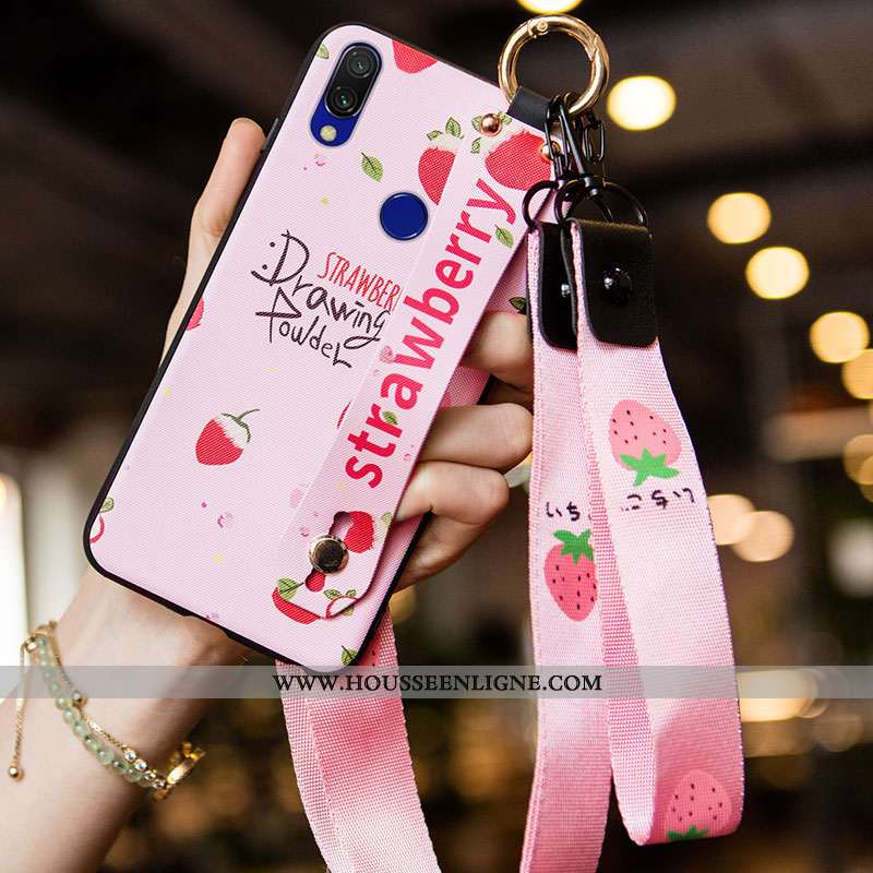 Étui Xiaomi Redmi 7 Fluide Doux Silicone Frais Rose Simple Rouge