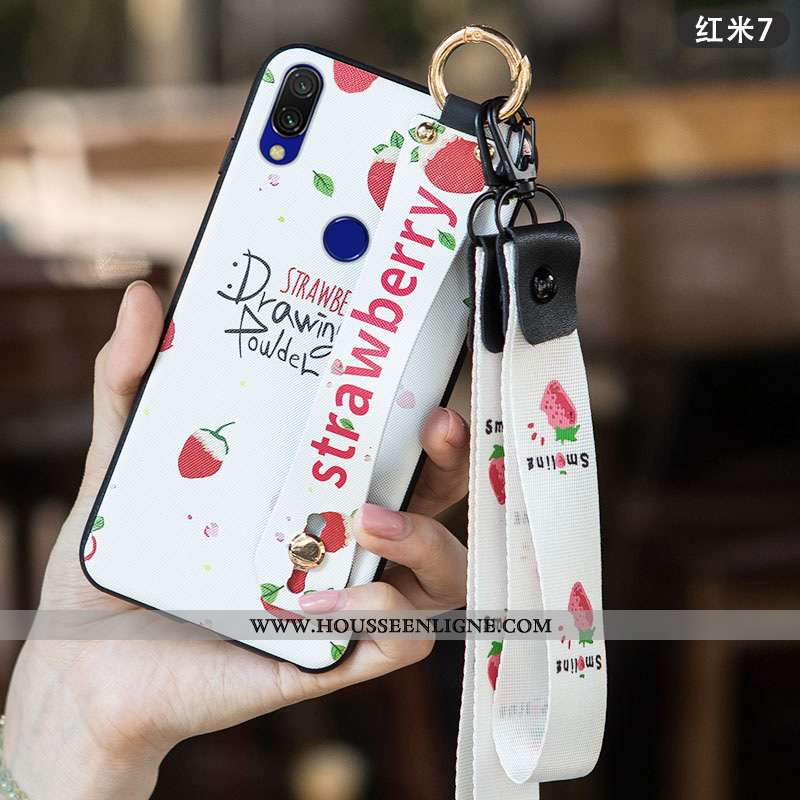 Étui Xiaomi Redmi 7 Fluide Doux Silicone Frais Rose Simple Rouge
