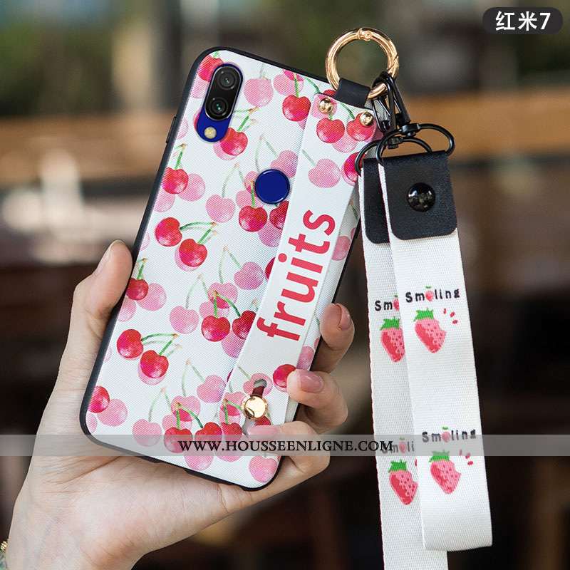 Étui Xiaomi Redmi 7 Fluide Doux Silicone Frais Rose Simple Rouge