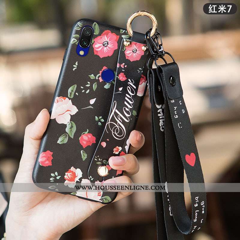 Étui Xiaomi Redmi 7 Fluide Doux Silicone Frais Rose Simple Rouge
