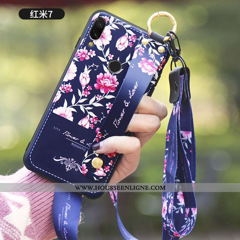 Étui Xiaomi Redmi 7 Silicone Protection Vent Délavé En Daim Téléphone Portable Rouge Blanche