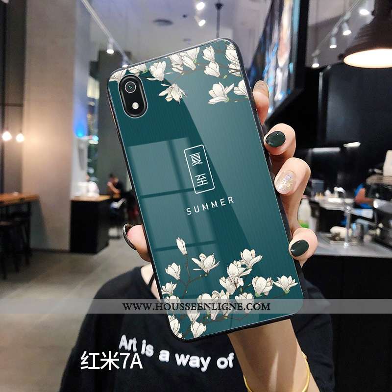 Étui Xiaomi Redmi 7a Créatif Protection Incassable Petit Verre Coque Simple Verte