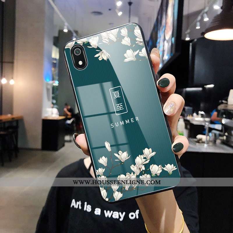 Étui Xiaomi Redmi 7a Créatif Protection Incassable Petit Verre Coque Simple Verte