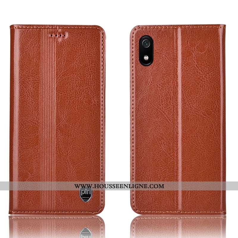 Étui Xiaomi Redmi 7a Cuir Véritable Protection Tout Compris Housse Coque Incassable Marron