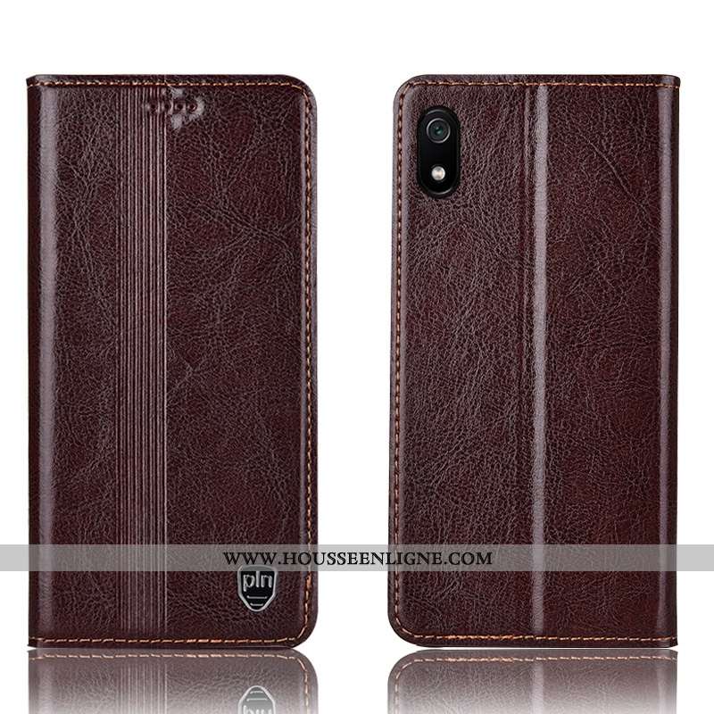 Étui Xiaomi Redmi 7a Cuir Véritable Protection Tout Compris Housse Coque Incassable Marron