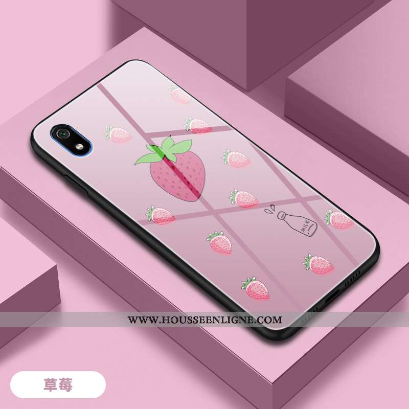 Étui Xiaomi Redmi 7a Personnalité Mode Incassable Rose Net Rouge Coque Simple