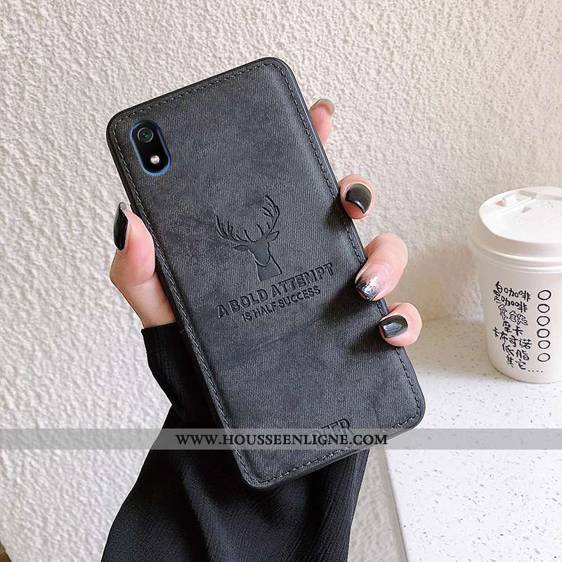 Étui Xiaomi Redmi 7a Silicone Protection Tendance Délavé En Daim Créatif Petit Légère Noir