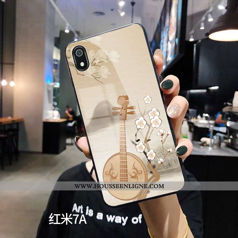 Étui Xiaomi Redmi 7a Verre Personnalité Frais Téléphone Portable Net Rouge Créatif Vintage Verte