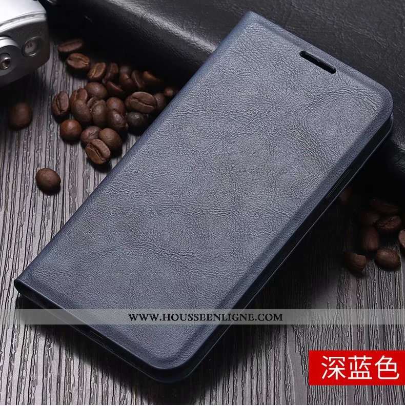 Étui Xiaomi Redmi 8 Cuir Fluide Doux Rouge Clamshell Coque Bleu Marin Incassable Bleu Foncé