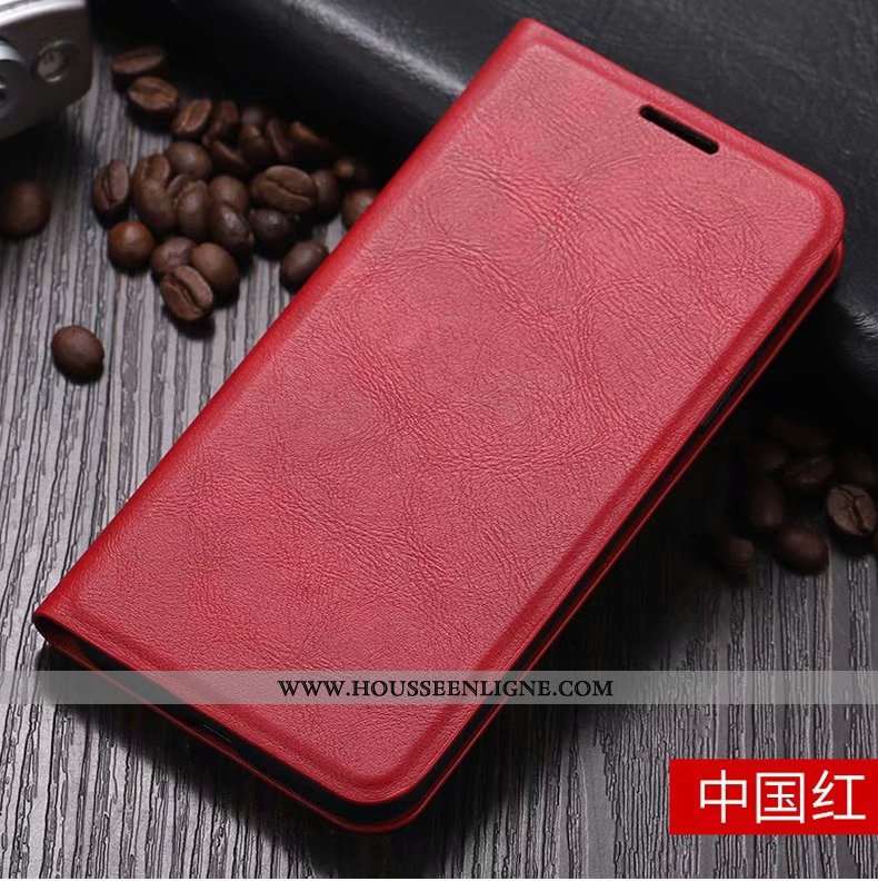 Étui Xiaomi Redmi 8 Cuir Fluide Doux Rouge Clamshell Coque Bleu Marin Incassable Bleu Foncé