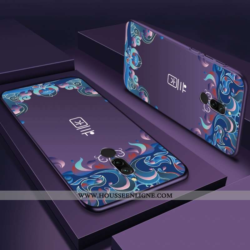 Étui Xiaomi Redmi 8 Délavé En Daim Personnalité Violet Difficile Téléphone Portable Rouge Coque