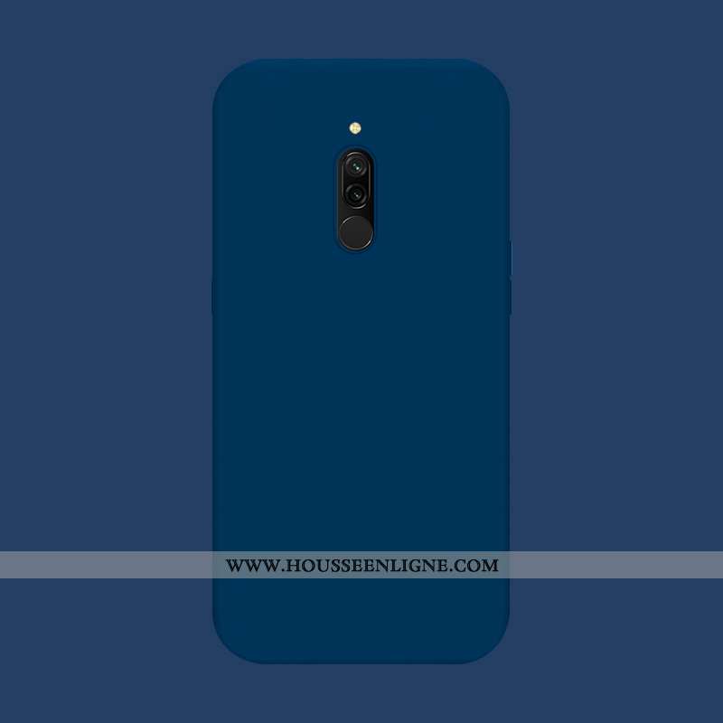 Étui Xiaomi Redmi 8 Délavé En Daim Tendance Bleu Téléphone Portable Fluide Doux Silicone
