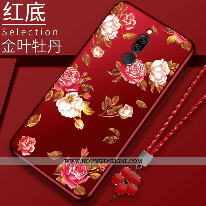 Étui Xiaomi Redmi 8 Légère Fluide Doux Tout Compris Délavé En Daim Amoureux Rouge Original Noir