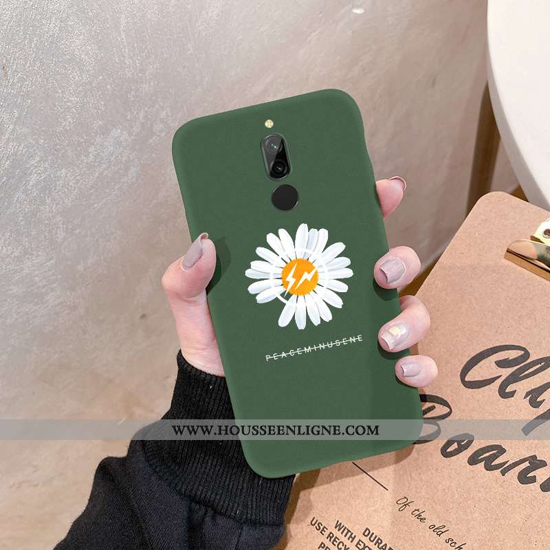 Étui Xiaomi Redmi 8 Silicone Fluide Doux Coque Bleu Marin Petite Marguerite Rouge Petit Bleu Foncé