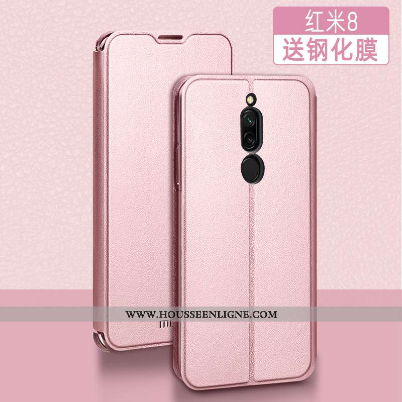 Étui Xiaomi Redmi 8 Silicone Protection Coque Tendance Clamshell Cuir Incassable Rouge