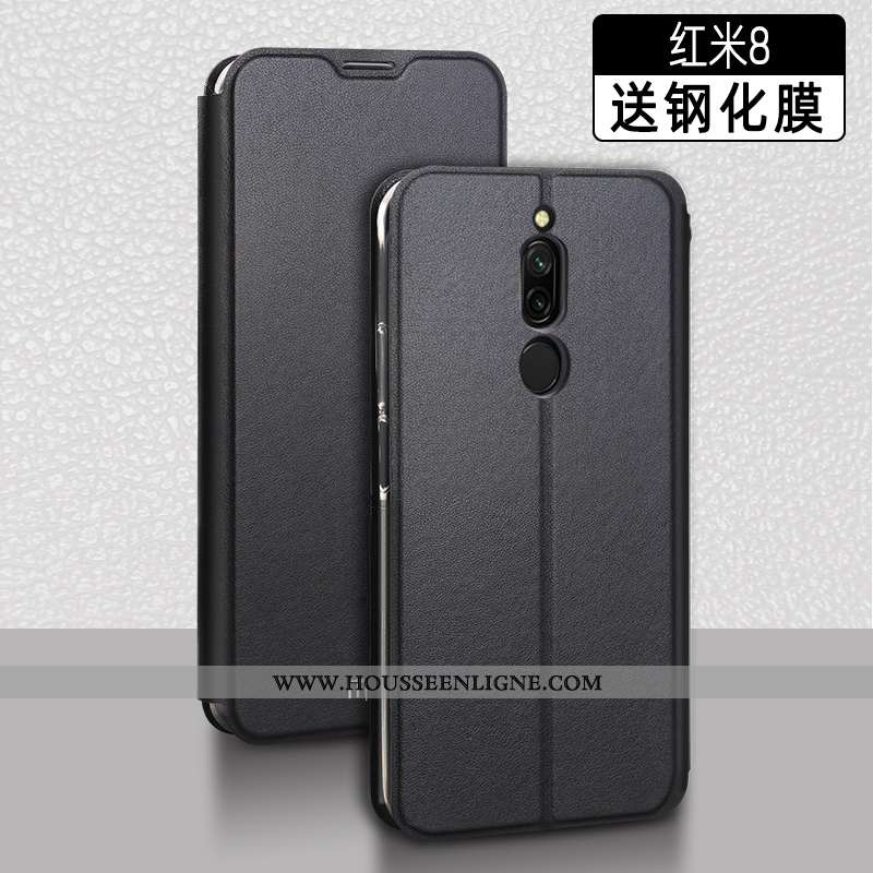 Étui Xiaomi Redmi 8 Silicone Protection Coque Tendance Clamshell Cuir Incassable Rouge