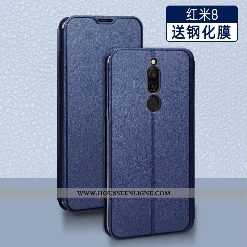 Étui Xiaomi Redmi 8 Silicone Protection Coque Tendance Clamshell Cuir Incassable Rouge
