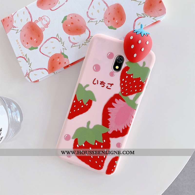 Étui Xiaomi Redmi 8a Charmant Tendance Fraise Vent Silicone Nouveau Petit Rose