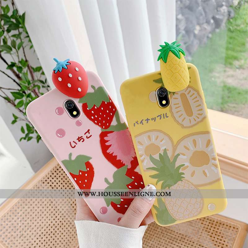 Étui Xiaomi Redmi 8a Charmant Tendance Fraise Vent Silicone Nouveau Petit Rose