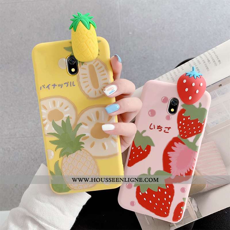 Étui Xiaomi Redmi 8a Charmant Tendance Fraise Vent Silicone Nouveau Petit Rose