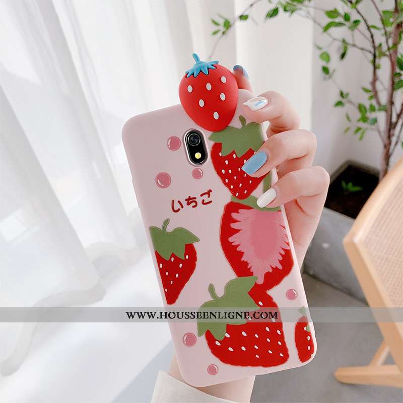 Étui Xiaomi Redmi 8a Charmant Tendance Fraise Vent Silicone Nouveau Petit Rose
