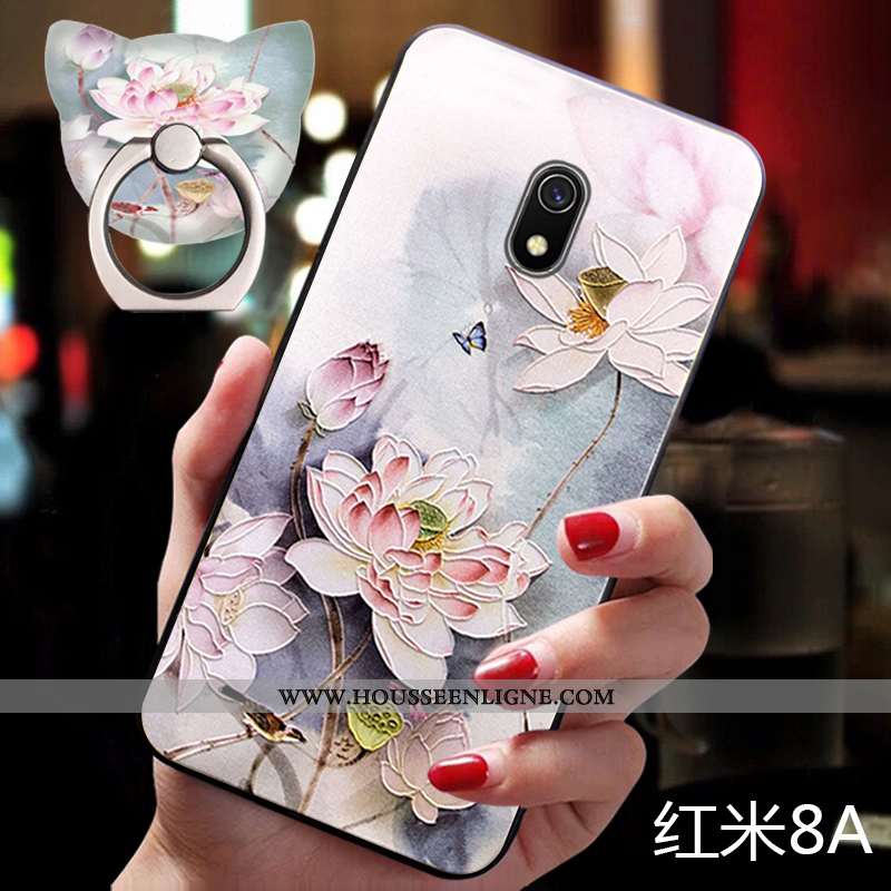 Étui Xiaomi Redmi 8a Silicone Protection Fluide Doux Support Rouge Ornements Suspendus Petit Rose
