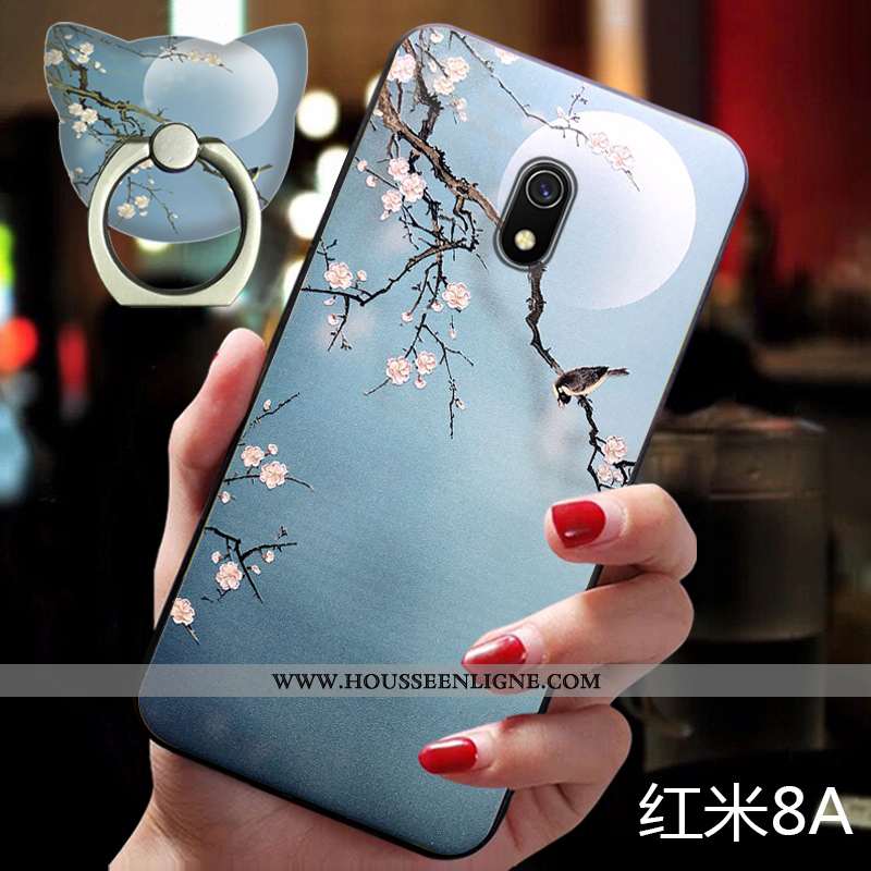 Étui Xiaomi Redmi 8a Silicone Protection Fluide Doux Support Rouge Ornements Suspendus Petit Rose