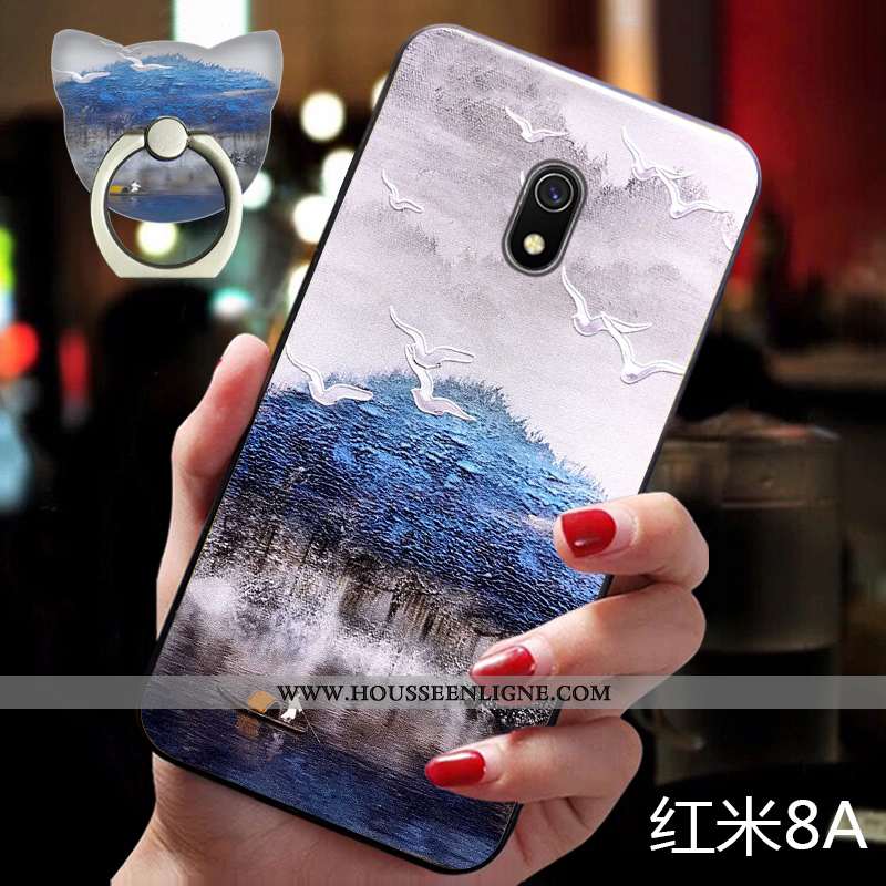Étui Xiaomi Redmi 8a Silicone Protection Fluide Doux Support Rouge Ornements Suspendus Petit Rose