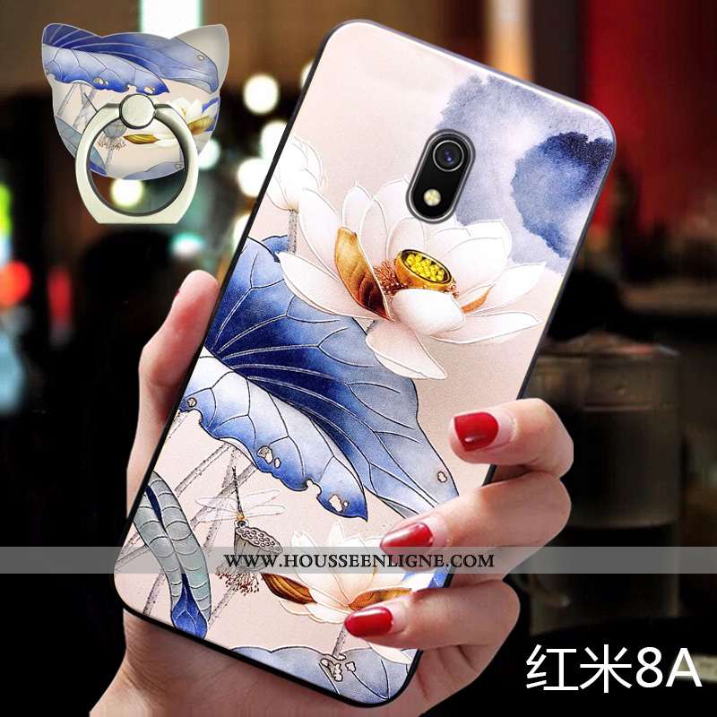 Étui Xiaomi Redmi 8a Silicone Protection Fluide Doux Support Rouge Ornements Suspendus Petit Rose