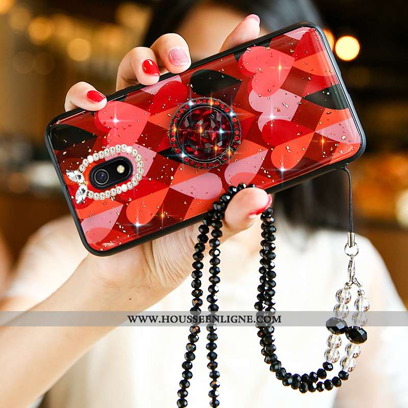 Étui Xiaomi Redmi 8a Strass Ornements Suspendus Silicone Fluide Doux Amour Petit Blanche