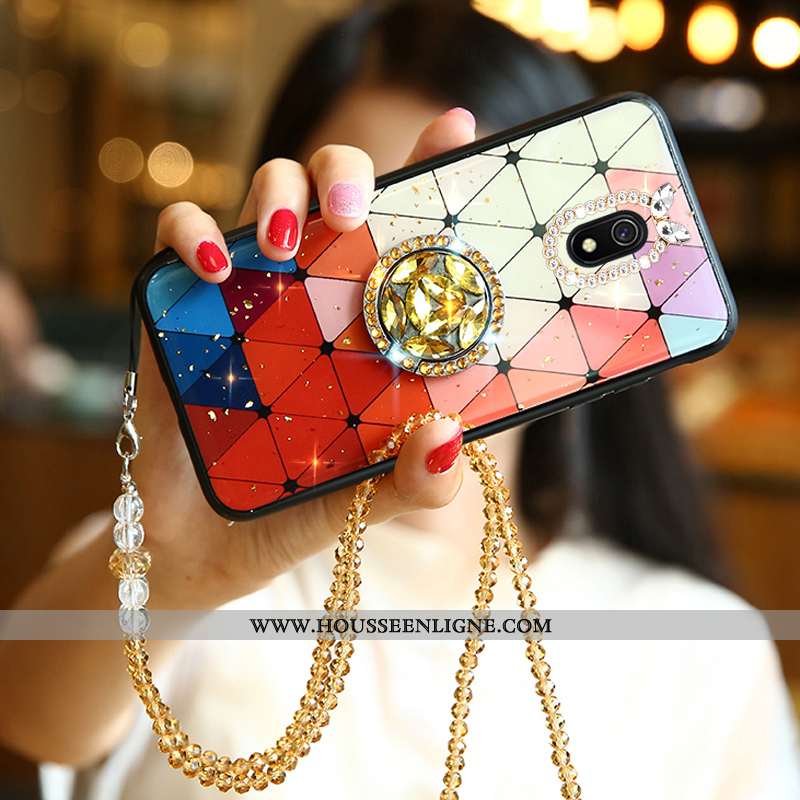 Étui Xiaomi Redmi 8a Strass Ornements Suspendus Silicone Fluide Doux Amour Petit Blanche