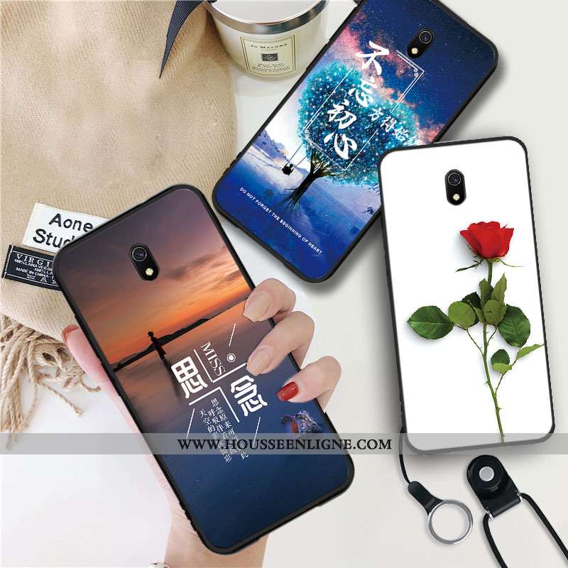 Étui Xiaomi Redmi 8a Tendance Fluide Doux Téléphone Portable Net Rouge Coque Dessin Animé Délavé En 
