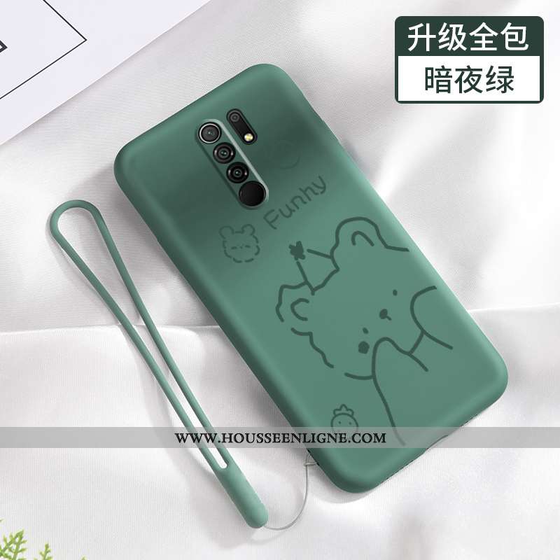 Étui Xiaomi Redmi 9 Fluide Doux Silicone Petit Net Rouge Délavé En Daim Protection Tout Compris Rose
