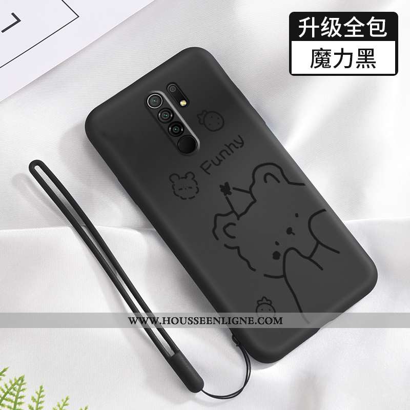 Étui Xiaomi Redmi 9 Fluide Doux Silicone Petit Net Rouge Délavé En Daim Protection Tout Compris Rose