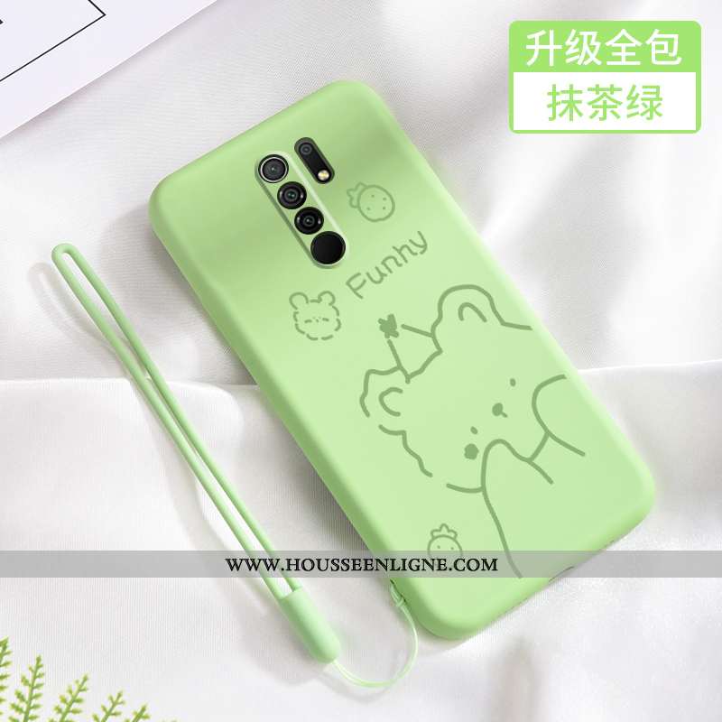 Étui Xiaomi Redmi 9 Fluide Doux Silicone Petit Net Rouge Délavé En Daim Protection Tout Compris Rose