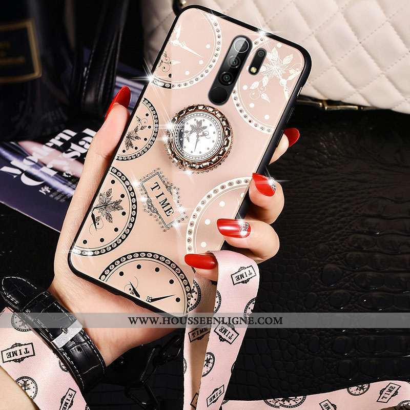 Étui Xiaomi Redmi 9 Fluide Doux Silicone Rouge Mode Tendance Verre Rose