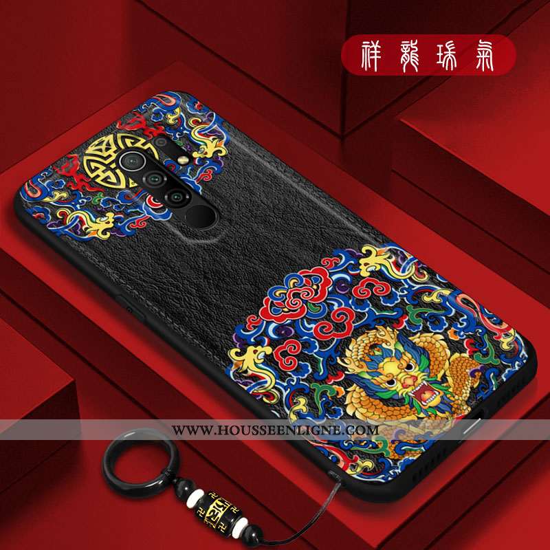 Étui Xiaomi Redmi 9 Original Tendance Petit Tout Compris Cuir Style Chinois Créatif Rouge