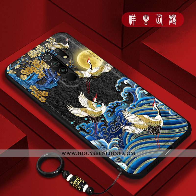 Étui Xiaomi Redmi 9 Original Tendance Petit Tout Compris Cuir Style Chinois Créatif Rouge