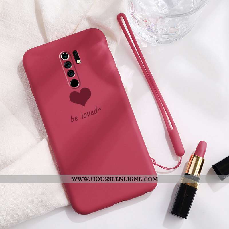 Étui Xiaomi Redmi 9 Protection Ornements Suspendus Petit Rouge Silicone Amoureux Incassable