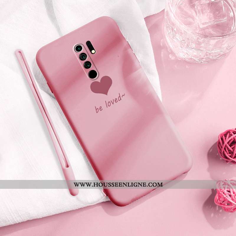 Étui Xiaomi Redmi 9 Protection Ornements Suspendus Petit Rouge Silicone Amoureux Incassable